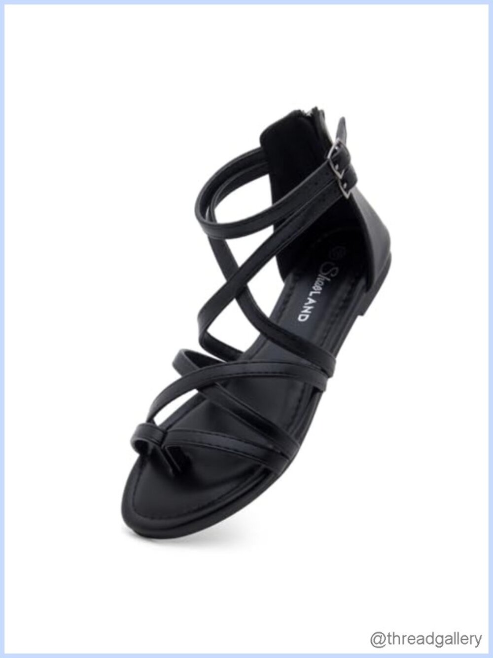 Gladiator Strappy Flat Sandals with Ankle Strap Back Zipper Fisherman Thong